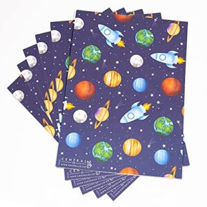 Wrapping Paper for Boys - Kids - Blue - Games (PLANETS IN SPACE)