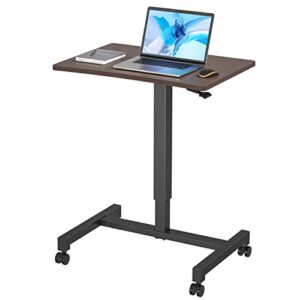 iworkboard mobile laptop desk, 27 inches rolling adjustable height desk, mobile portable standing desk, pneumatic sit stand desk with wheels for home offices and school rolling table