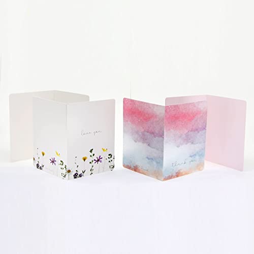 Luxurious Pink Marble & Glitter Gift Bags (4 Packs) - Medium Size 7.75" X 4.3" X 9.6" - Includes 4 Tissue Papers & 4 Cards - Perfect for Valentine's Day, Mother's Day, Bridal Shower, Parties, Weddings, Baby Shower, Anniversaries