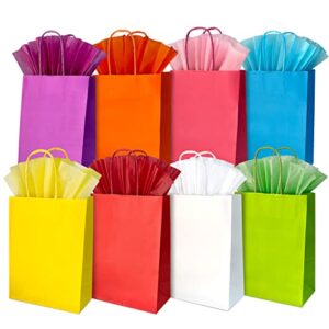 litivibecho 32pcs gift bags paper party favor bags with tissue, goodie bags with handles assorted colors for kids birthday, wedding, bridal shower and party supplies