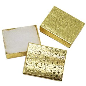 mooca 100 pcs cotton filled cardboard paper gold jewelry box gift case #11, 2 1/8 x 1 5/8 x 3/4 inches, gold color