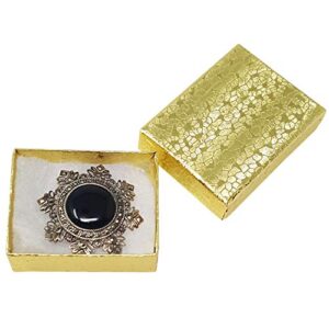 Mooca 100 Pcs Cotton Filled Cardboard Paper Gold Jewelry Box Gift Case #11, 2 1/8 x 1 5/8 x 3/4 Inches, Gold Color