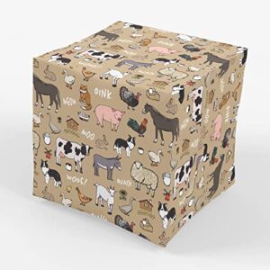 stesha party farm animal wrapping paper cow gift wrap – folded flat 30 x 20 inch – 3 sheets