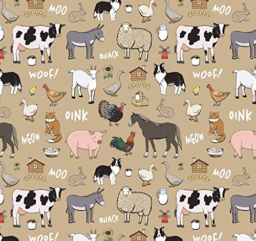 Stesha Party Farm Animal Wrapping Paper Cow Gift Wrap - Folded Flat 30 x 20 Inch - 3 Sheets