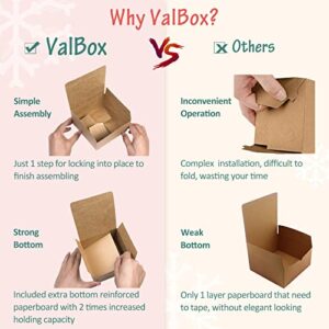 ValBox 4x4x4 Brown Gift Boxes 25PCS Kraft Paper Boxes with Lids for Gifts, Crafting, Cube, Cupcake Boxes, Easy Assemble Boxes for Party Favor