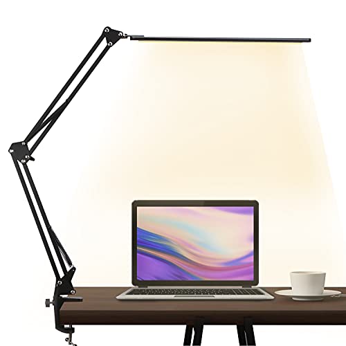 LED Desk Lamp,Eye-Caring Swing Arm Desk Lamp with Clamp,Architect Desk Light,12W Dimmable Table Lamp for Home Office with USB,3 Lighting Modes with 30 Brightness,2022 Newly Upgraded Ultra-Thin Model