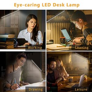 LED Desk Lamp,Eye-Caring Swing Arm Desk Lamp with Clamp,Architect Desk Light,12W Dimmable Table Lamp for Home Office with USB,3 Lighting Modes with 30 Brightness,2022 Newly Upgraded Ultra-Thin Model