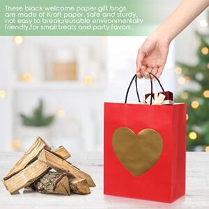 24 Pcs Gift Bags with Glitter Gold Heart Print Paper Shopping Bag 8 x 10 x 4 Inch Paper Bags with Handles Bulk for Valentine's Day Birthday Wedding Anniversary Holiday Party (Black, Red and Green)