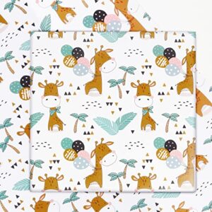 birthday wrapping paper for baby boys kids girls, giraffe design gift wrapping paper, cute animals 7 sheets folded flat 20×28 inches per sheet for birthday party baby shower kindergarten
