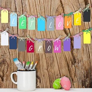 100Pcs Blank Gift Tags with String,Multicolor Paper Gift Tags,1.77" x 3.54" Christmas Gift Wrap Tags,Name Tags,Rectangle Craft Hang Tags for Wedding,Baby Shower,Birthday Party Favor