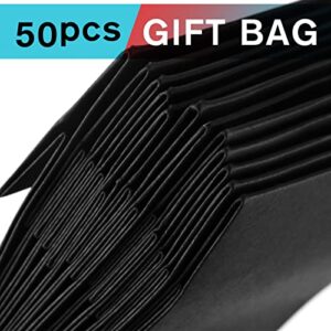 Oomcu 50 Pack Black Paper Gift Bags with Cotton Handle,Small Kraft Paper Gift Bags for Shopping Retail Goodies Business Boutique Wedding Birthday Baby Shower Party Favor(5.1" x 2.4" x 7.5") …