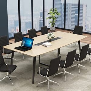 loomie 8ft conference table, 94.49″ l x 47.24″ w x 29.53″ h meeting seminar table with grommet, large boat shaped computer desk, boardroom desk for office meeting conference room