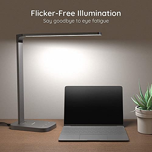 Govee LED Desk Lamp with USB Charging Port, 6 Dimmable Brightness Levels, Timer, 3 Lighting Modes, Glare-Free Table Lamp for Home, Office, Work, Study (Metallic)