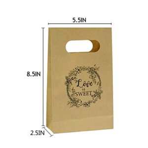 FRIDAY NIGHT Brown Craft Paper Bag with handled Craft Treat Bags 8.5 * 5.5 * 2.5 Inch for Wedding Party Business (50pcs