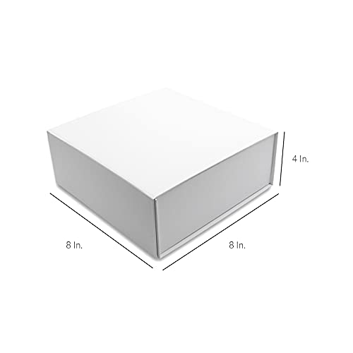 Magnetic Gift Box - 15 Pack White Collapsible Boxes with Lid Closure in Bulk, Luxury Cardboard Packaging for Boutiques, Small Business, Apparel, Retail, Bridesmaid, Parties, Presentations, Bulk - 8x8x4