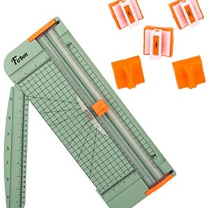 Firbon Morandi A4 Paper Cutter Bundle with 5Pcs Refill Blades, 12 Inch Paper Trimmer with Side Ruler for Scrapbooking, Craft, Coupon, Label, Cardstock