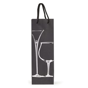 Juvale 12 Pack Black Wine Bottle Gift Bags with Handles, 4 Elegant Foiled Designs for New Years Eve, Anniversary, Housewarming