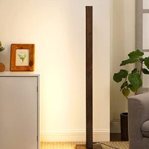 EDISHINE Modern Wood Corner Floor Lamp, Sleek Dimmable LED Atmosphere Lamp, Minimalist Standing Mood Lighting for Living Room, Bedroom, Studio, Office, 3000K Warm Light, 46"