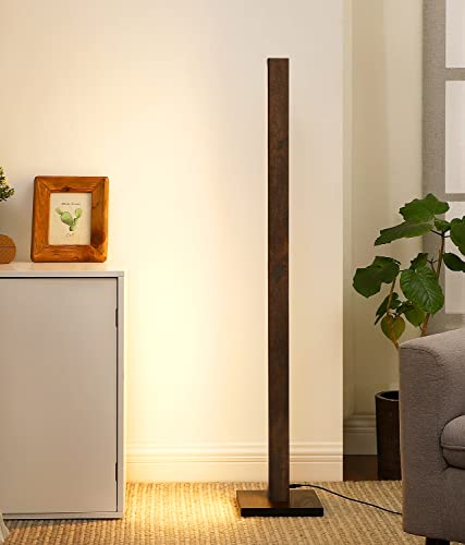 EDISHINE Modern Wood Corner Floor Lamp, Sleek Dimmable LED Atmosphere Lamp, Minimalist Standing Mood Lighting for Living Room, Bedroom, Studio, Office, 3000K Warm Light, 46"