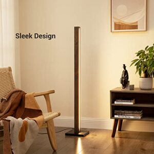 EDISHINE Modern Wood Corner Floor Lamp, Sleek Dimmable LED Atmosphere Lamp, Minimalist Standing Mood Lighting for Living Room, Bedroom, Studio, Office, 3000K Warm Light, 46"
