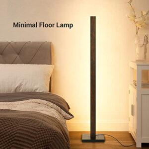 EDISHINE Modern Wood Corner Floor Lamp, Sleek Dimmable LED Atmosphere Lamp, Minimalist Standing Mood Lighting for Living Room, Bedroom, Studio, Office, 3000K Warm Light, 46"