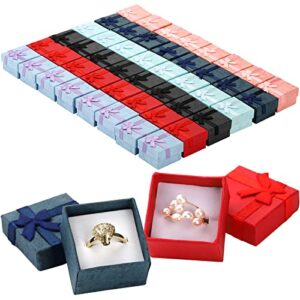 fasmov 48 count ring gift box set with bow, cardboard jewelry boxes for anniversaries, weddings, birthdays, (6 colors, 1.6 x 1.2 in)