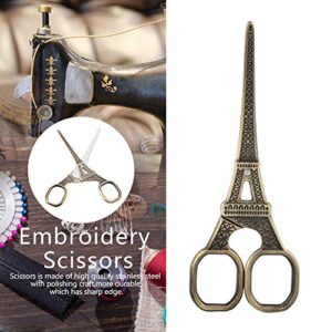 Stainless Steel Scissors DIY Fashionable Eiffel Tower Shape Sewing Shears Art Work Dresser Embroidery Tool Scissor(bronze)