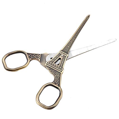 Stainless Steel Scissors DIY Fashionable Eiffel Tower Shape Sewing Shears Art Work Dresser Embroidery Tool Scissor(bronze)