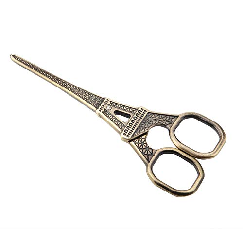 Stainless Steel Scissors DIY Fashionable Eiffel Tower Shape Sewing Shears Art Work Dresser Embroidery Tool Scissor(bronze)