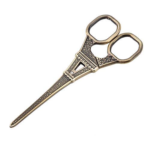 Stainless Steel Scissors DIY Fashionable Eiffel Tower Shape Sewing Shears Art Work Dresser Embroidery Tool Scissor(bronze)