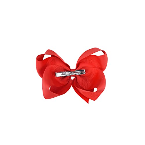 Red Hair Bows For Girls and Toddler - 6 pcs Red Bow 6 inch ×2, 4 inch ×2, 3 inch ×2