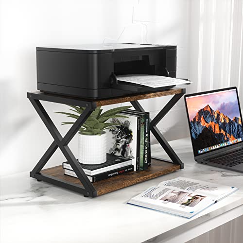 Makigahara Home Printer Stand for Desk, Desk Shelf Organizer Wood, Desktop Organizer with Anti Skid Pads, 2 Tiers Desk Organizers and Storage