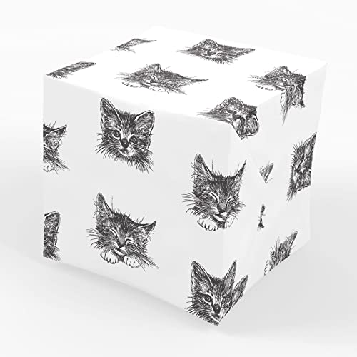 Stesha Party Black Kitty Cat Wrapping Paper Kitten Animal Gift Wrap 30 x 20 Inch (3 Sheets)