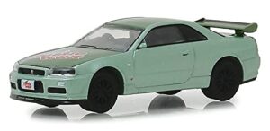greenlight 1/64 2000 nissan skyline gt-r (r34) – two-tone green – turtle wax 30017 [shipping from canada]
