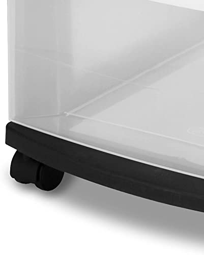 Generic Plastic Storage Drawer Cart, Medium Home Organization Storage Container with 3 Large Drawers w/Removeable Wheels, Black Frame with Clear Drawers and Black Casters, Set of 2 (Black)