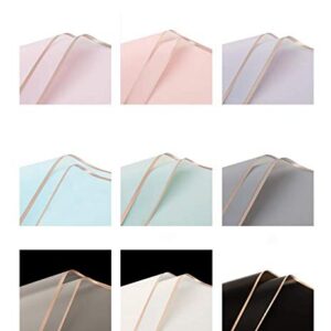Rikyo 20pcs/10 Color Gold Edge Flower Gift Wrapping Paper,Waterproof No Fade Translucent Flower Shop Paper,DIY Wrapping For Valentine's Day Wedding Flower Bouquet Clothing Shirt Shoes 22.8x 22.8