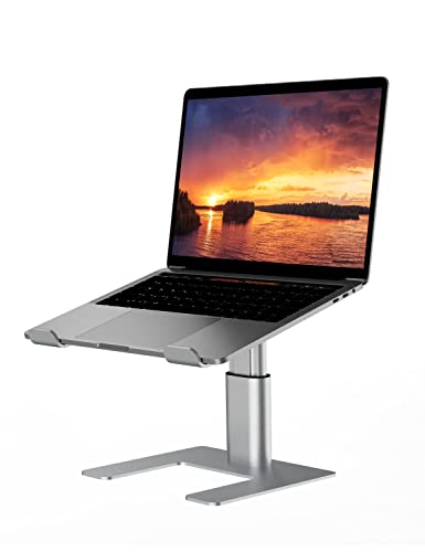 Ergopollo Laptop Stand for Desk, Computer Stand Adjustable Height, Ergonomic Notebook Laptop Riser, Aluminum Metal Holder Compatible with 10 to 15.6 Inches Notebook PC Computer, Silver