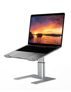 ergopollo laptop stand for desk, computer stand adjustable height, ergonomic notebook laptop riser, aluminum metal holder compatible with 10 to 15.6 inches notebook pc computer, silver