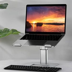 Ergopollo Laptop Stand for Desk, Computer Stand Adjustable Height, Ergonomic Notebook Laptop Riser, Aluminum Metal Holder Compatible with 10 to 15.6 Inches Notebook PC Computer, Silver