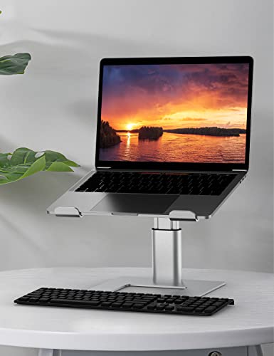 Ergopollo Laptop Stand for Desk, Computer Stand Adjustable Height, Ergonomic Notebook Laptop Riser, Aluminum Metal Holder Compatible with 10 to 15.6 Inches Notebook PC Computer, Silver