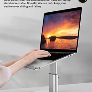 Ergopollo Laptop Stand for Desk, Computer Stand Adjustable Height, Ergonomic Notebook Laptop Riser, Aluminum Metal Holder Compatible with 10 to 15.6 Inches Notebook PC Computer, Silver