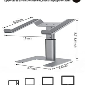 Ergopollo Laptop Stand for Desk, Computer Stand Adjustable Height, Ergonomic Notebook Laptop Riser, Aluminum Metal Holder Compatible with 10 to 15.6 Inches Notebook PC Computer, Silver