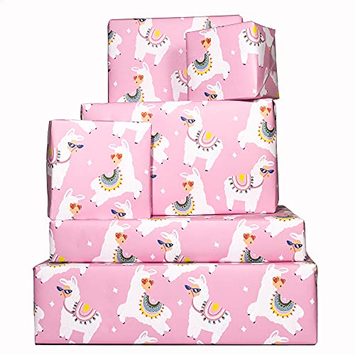 CENTRAL 23 - Llama Wrapping Paper - 6 Gift Wrap Sheets - Sassy Llamas - Pink - Birthday Wrap for Women Her Girls Teenagers