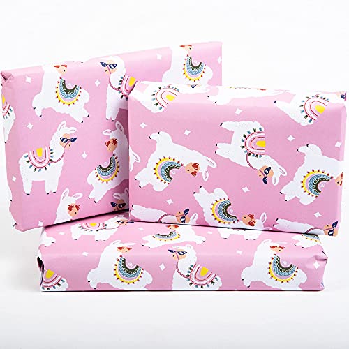 CENTRAL 23 - Llama Wrapping Paper - 6 Gift Wrap Sheets - Sassy Llamas - Pink - Birthday Wrap for Women Her Girls Teenagers