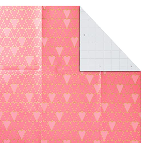 Hallmark Pink Flat Wrapping Paper Sheets with Cutlines on Reverse (12 Folded Sheets with Sticker Seals) Spring Flowers, Stripes, Hearts for Valentine's Day, Easter, Mother's Day, Bridal Showers