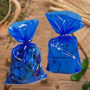 yeson clear cellophane treat bags cello cookie candy plastic bag, blue 6×9 inch bags，pack of 50