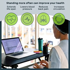 TechOrbits Standing Desk Converter - Particle Board, Adjustable Height Sit to Stand Up Desk Riser for Home Office - Computer, Laptop & Dual Monitor Workstation & Machine Stand - 32 Inch, Wood