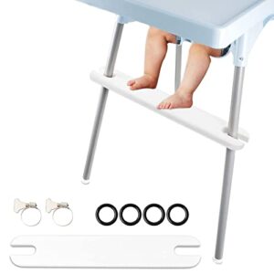 high chair footrest compatible with ikea antilop 100% natural wood bamboo footrest non-slip adjustable footrest with 4 rubber rings and 2 metal rings (white)