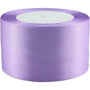 Nsilu 25 Yards 2 inches Wide Satin Ribbon Suitable for Wedding, Party and Gift Box Packaging Ribbon (Light Purple)