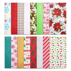 christmas tissue paper bulk holiday wrapping sheets 200 sheets 20″ x 20″ 16 color assortment christmas design solid metallic and printed gift wrapping accessory for christmas gifts wine bottles